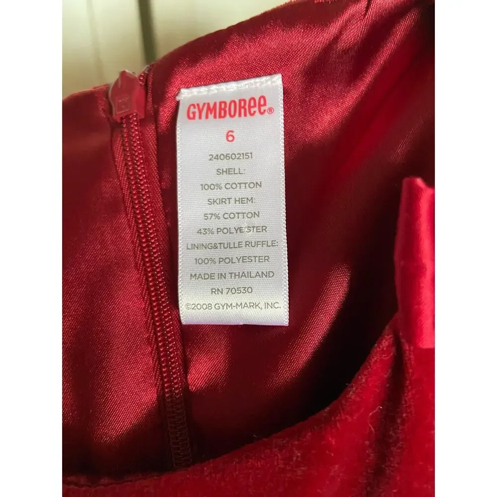 Gymboree Girls Dress Size 6 Red Velveteen Pleated Classic‎ Holiday Christmas